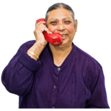 A person talking on the telephone.