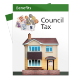 A leaflet about Council Tax benefit with a picture of a house and some money on the cover.
