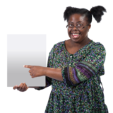 A person pointing to a sheet of paper.